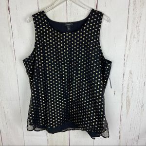 Halogen | Black Gold Polka Dot Tank Blouse